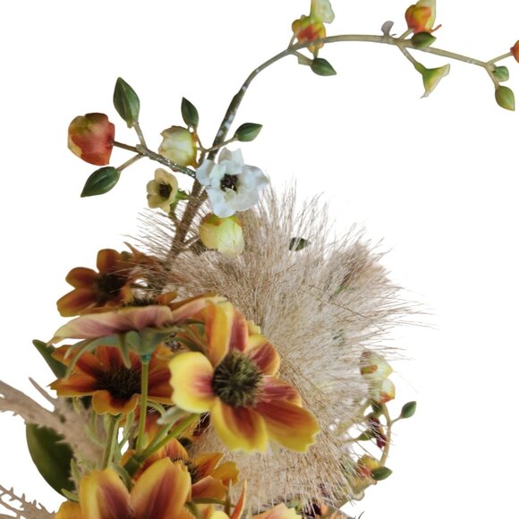 Hand Tied Artificial Flower Bouquet With faux hydrangeas pampas grass cream peac - Picture 11 of 16